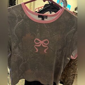 Fashion Nova Pink Trim Camouflage Tee